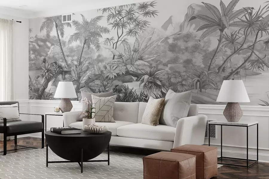 Wall Mural Photo Wallpaper Black and white tropics u59039