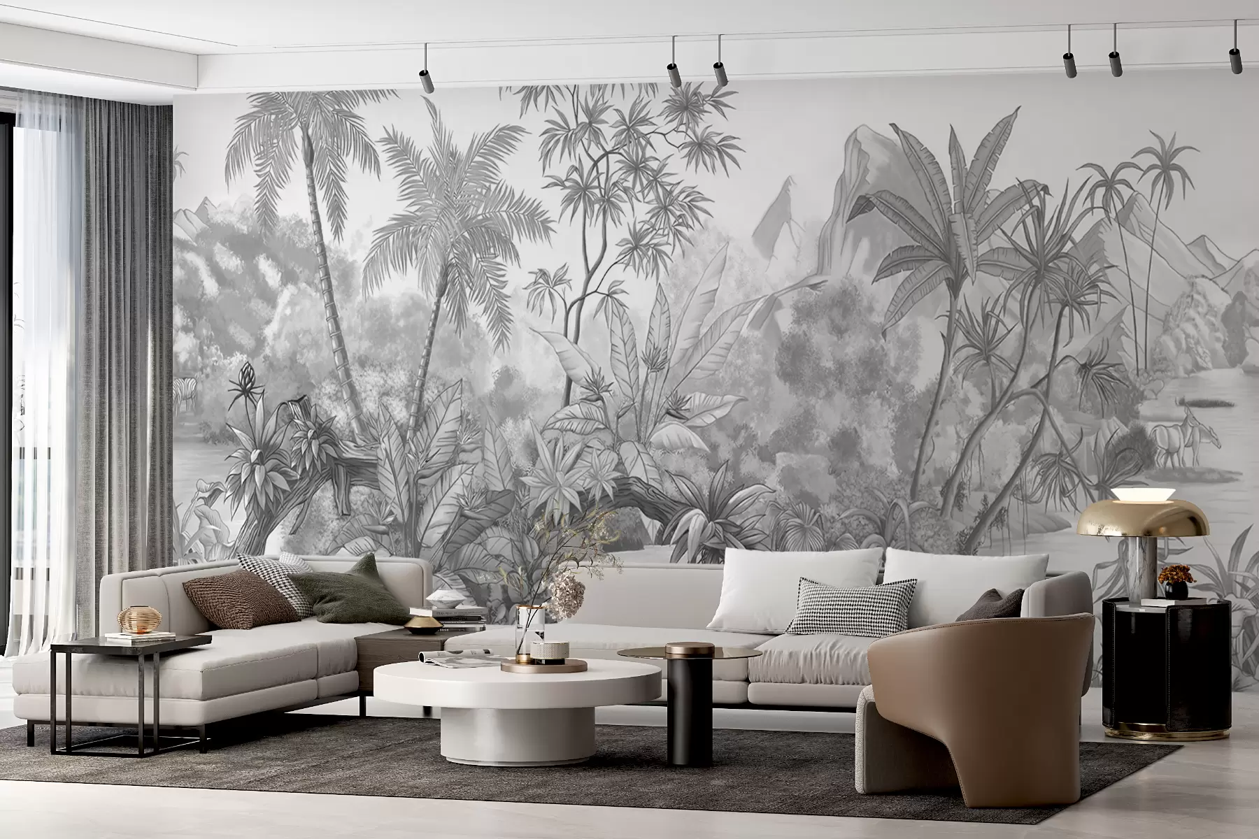 Wall Mural Photo Wallpaper Black and white tropics u59039