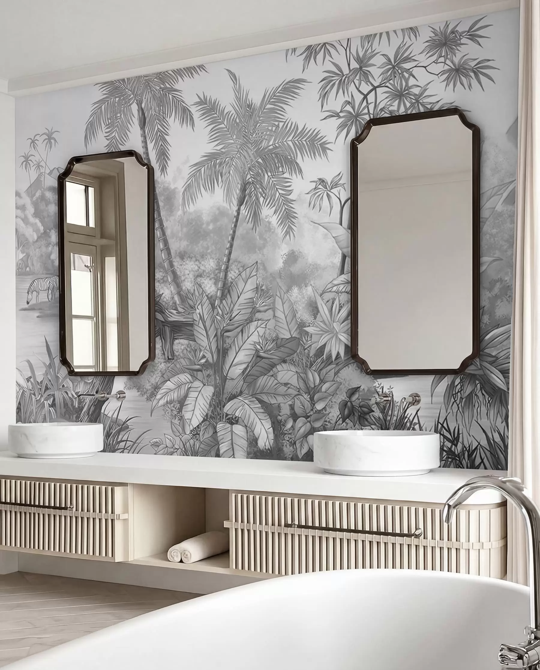 wall murals Black and white tropics u59039