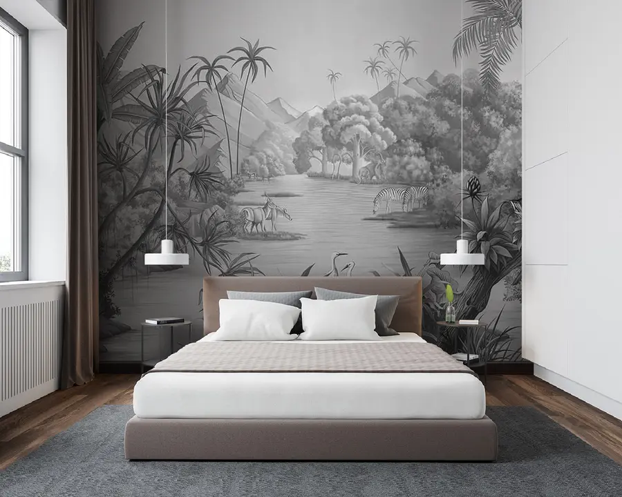 Wall Mural Photo Wallpaper Black and white tropics u59040