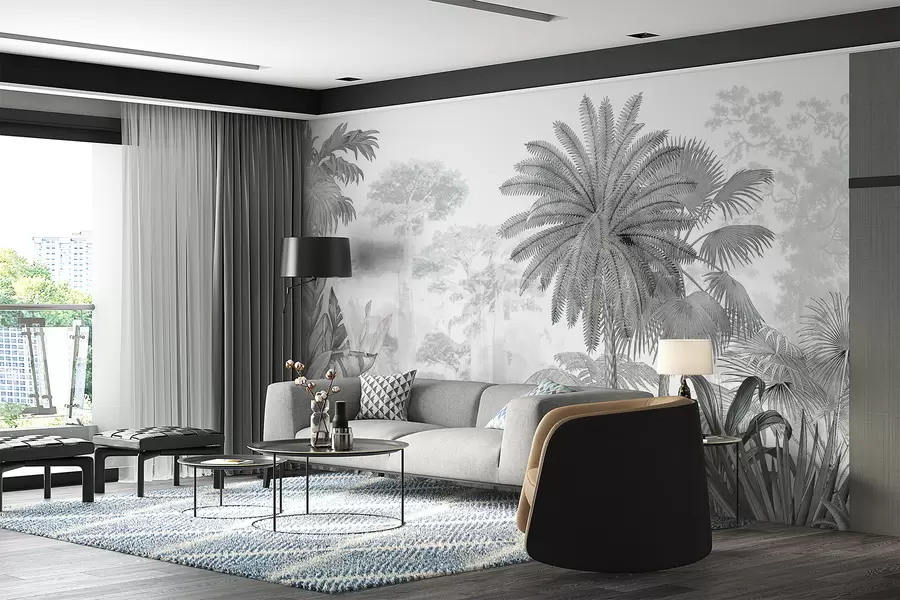 Wall Mural Photo Wallpaper Tropics. Ink drawing u59041