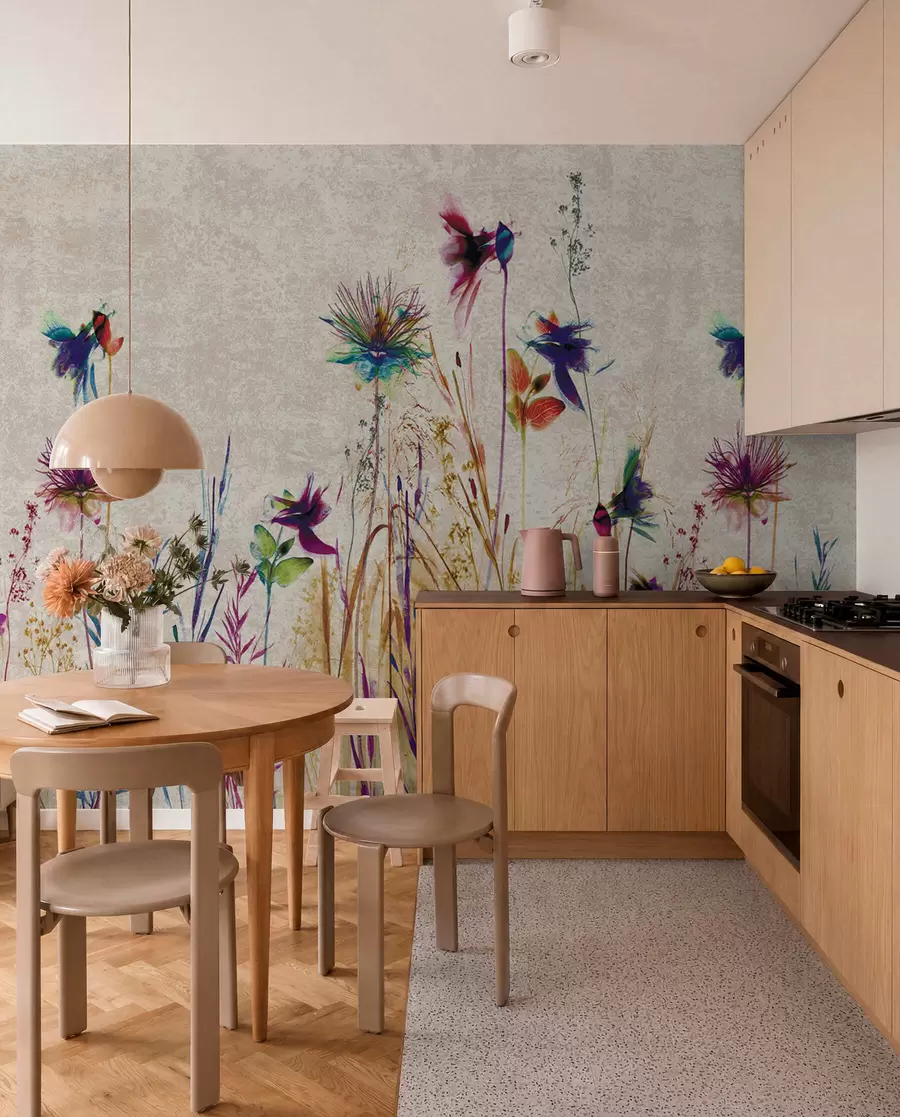peintures murales Fleurs hautes inhabituelles sur fond beige u93672