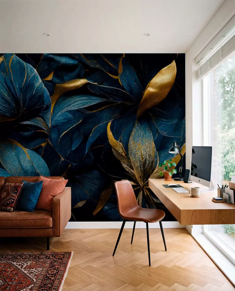 peintures murales Fleurs royales bleues u74140