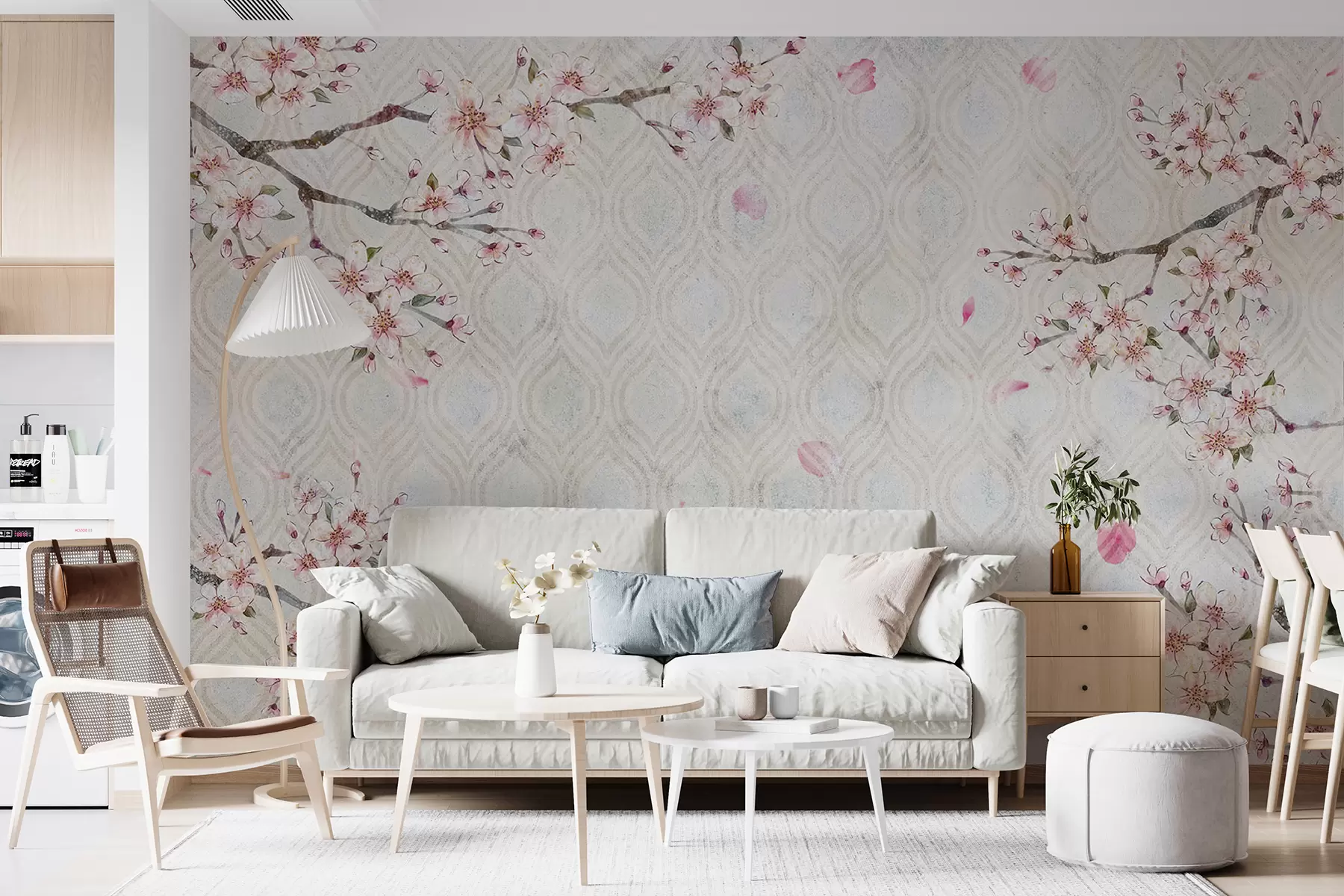 Wall Mural Photo Wallpaper Sakura flowers in vintage style u74383