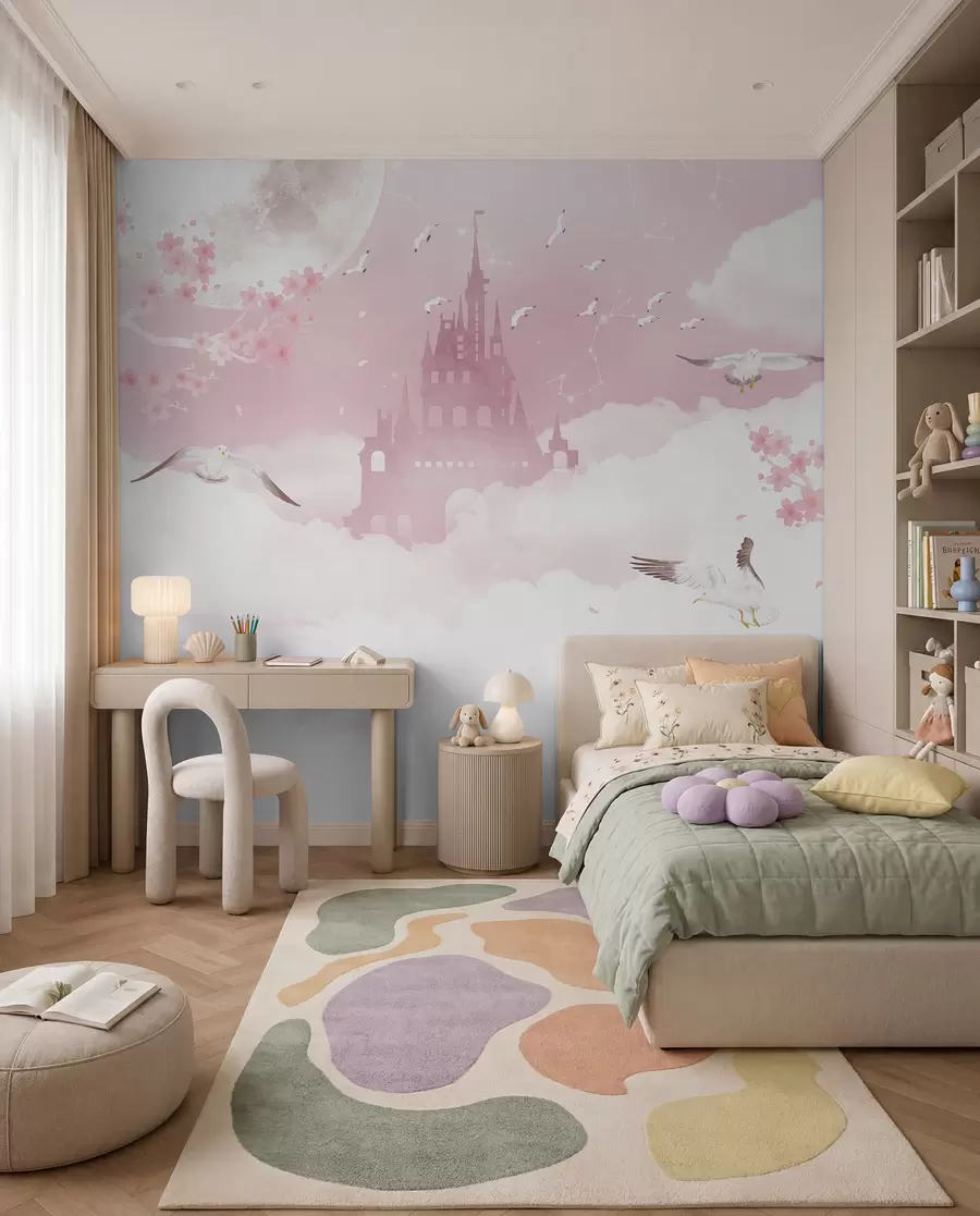 wall murals Castle among Pink Clouds u41232