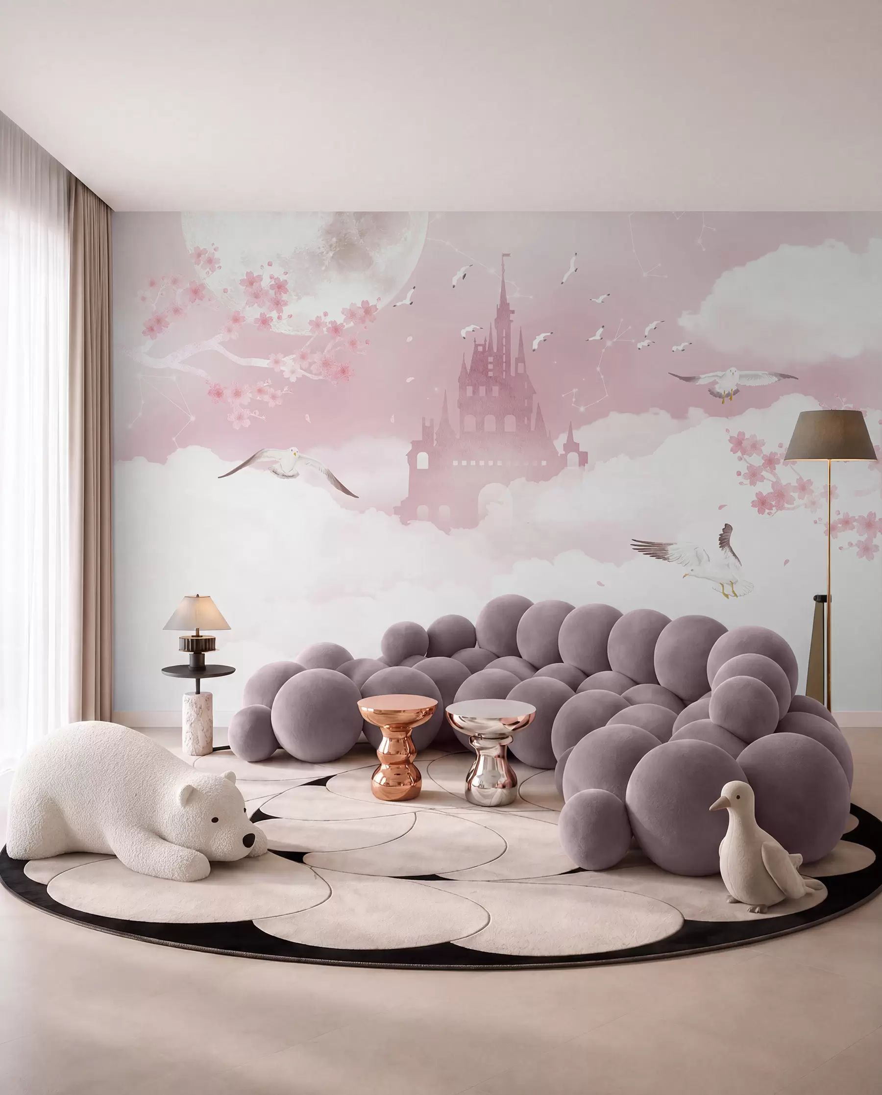 wall murals Castle among Pink Clouds u41232