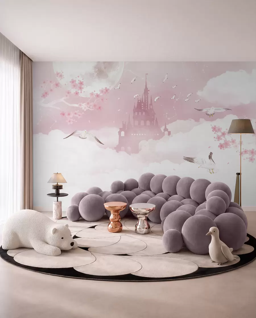 wall murals Castle among Pink Clouds u41232