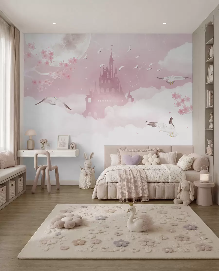 wall murals Castle among Pink Clouds u41232