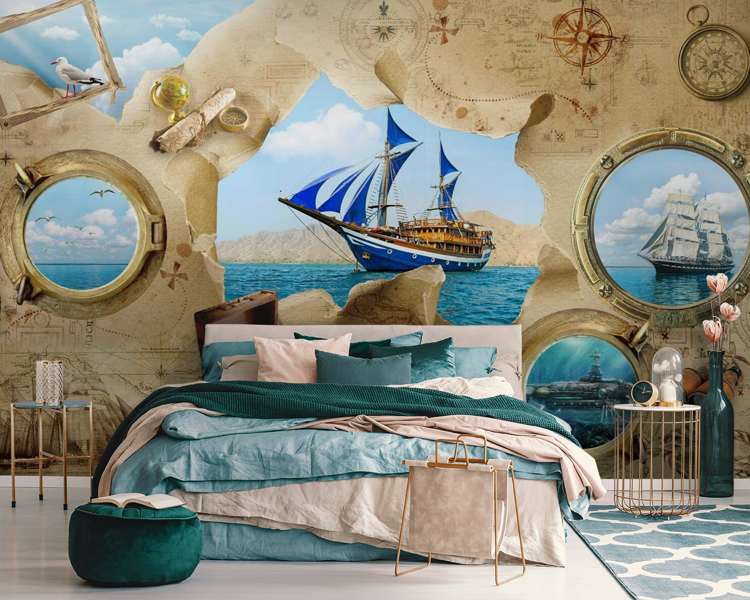 Wall Murals Sea Boat, blue and sky Nr. u61853 | Uwalls