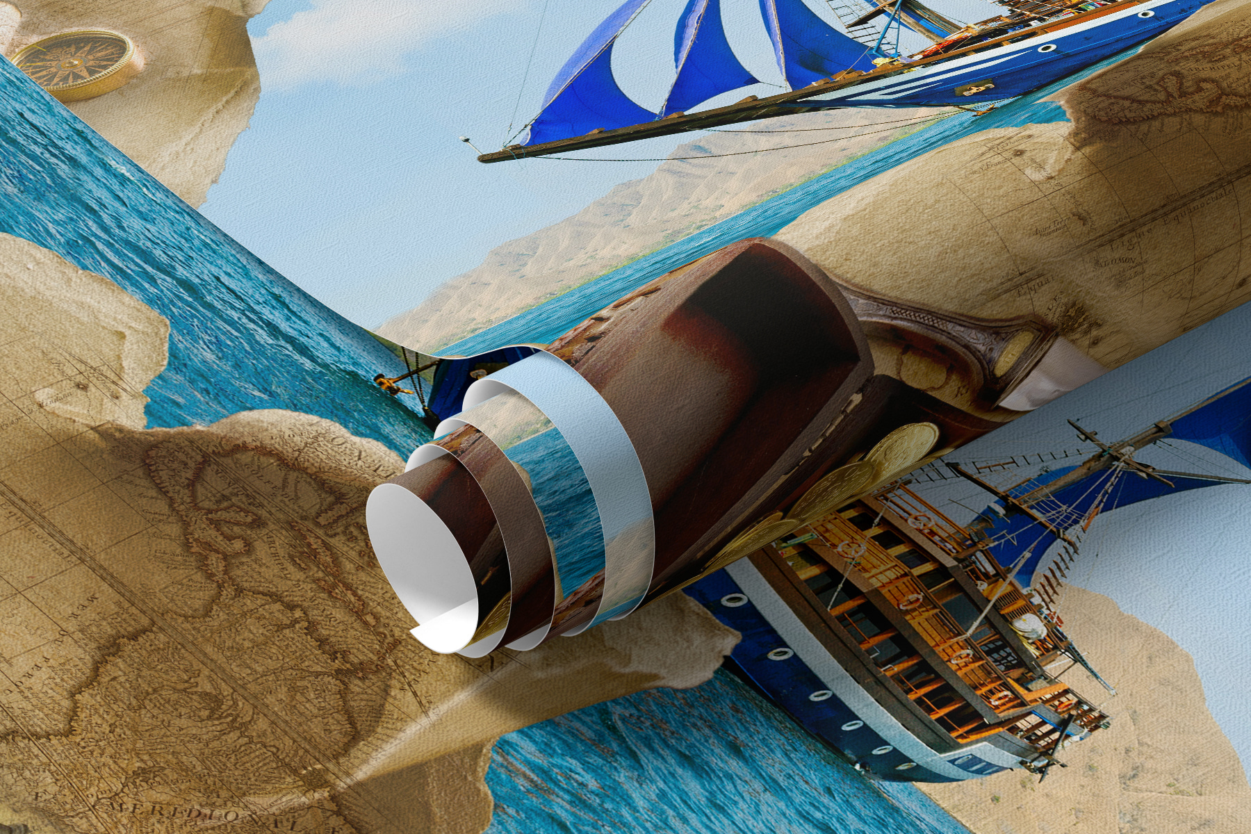 Wall Murals Sea Boat, blue and sky Nr. u61853 | Uwalls
