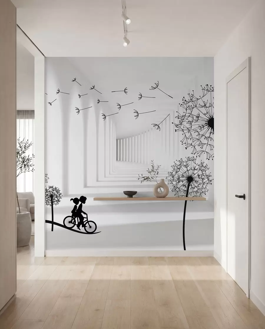 peintures murales Silhouettes de pissenlits dans le tunnel u63551