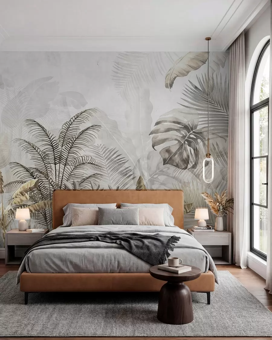 wall murals Palm trees in gray color u71284