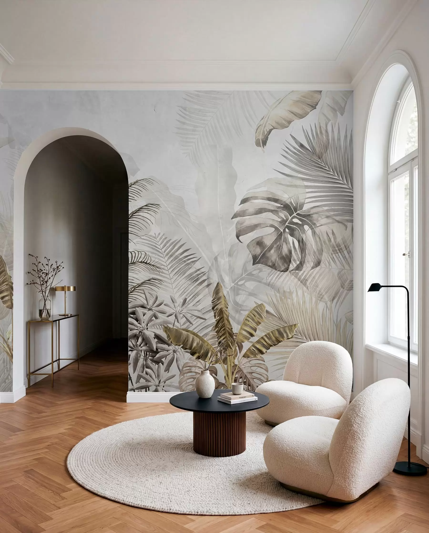 peintures murales Palmiers en couleur grise u71284