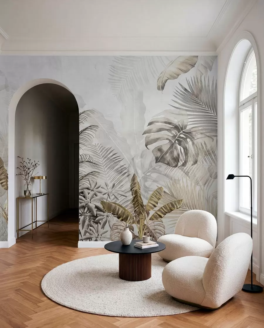 wall murals Palm trees in gray color u71284