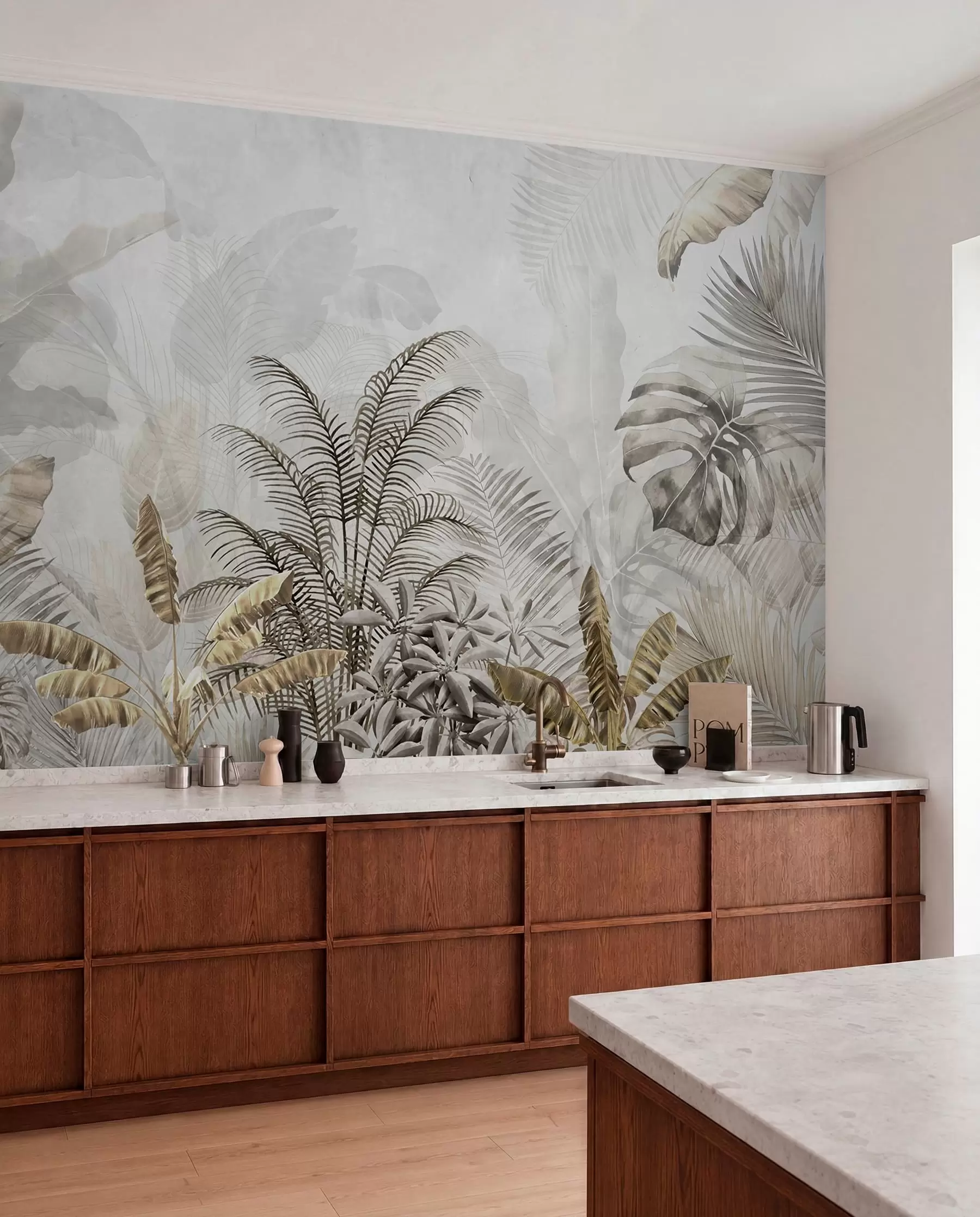 wall murals Palm trees in gray color u71284