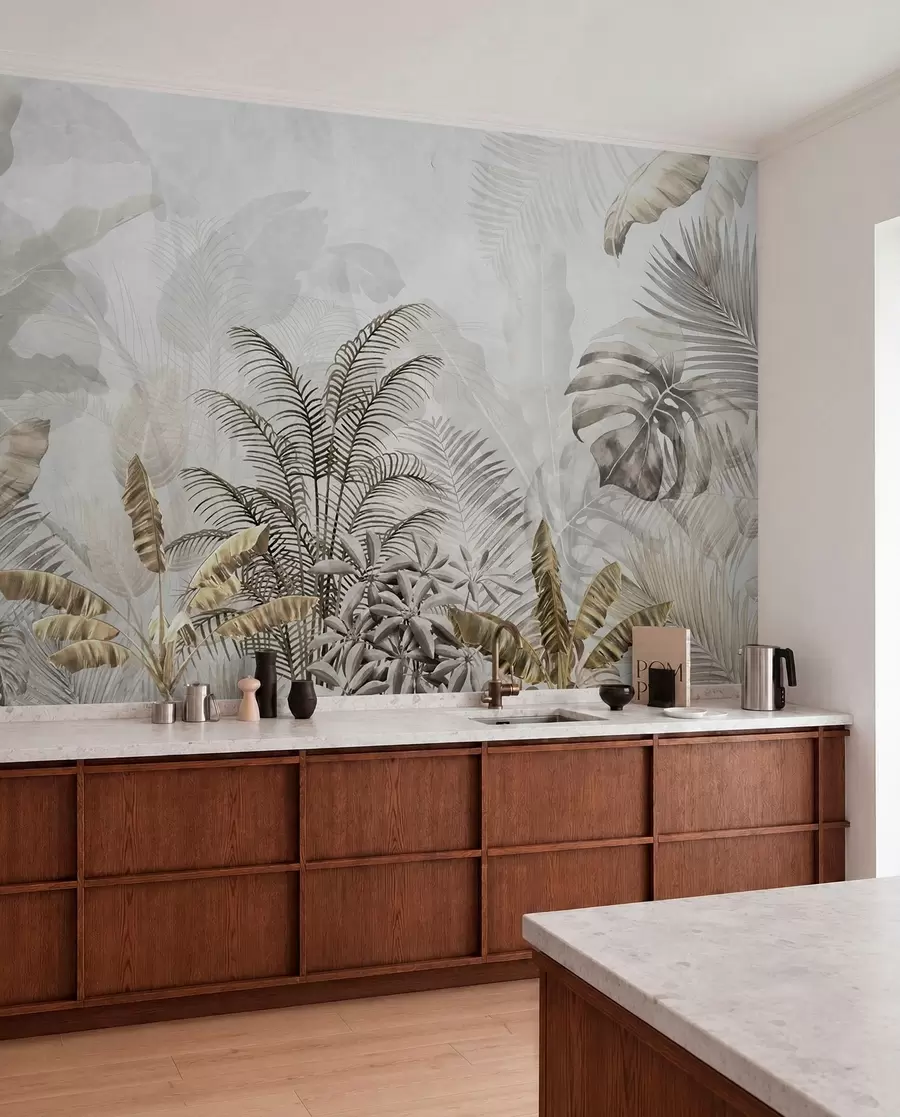 wall murals Palm trees in gray color u71284