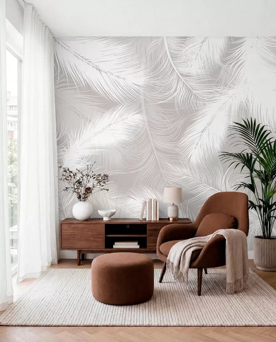 Wall Mural Photo Wallpaper Gentle white feathers u74474