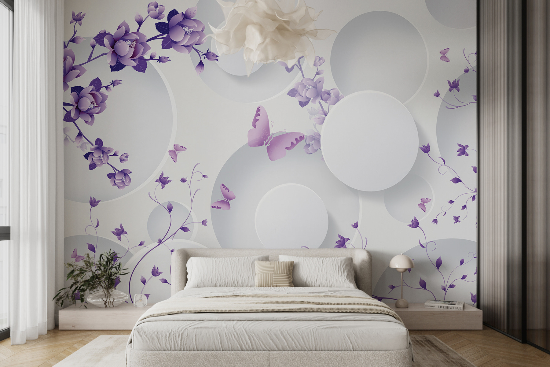 3D Flower Butterfly WC76 Wall Murals