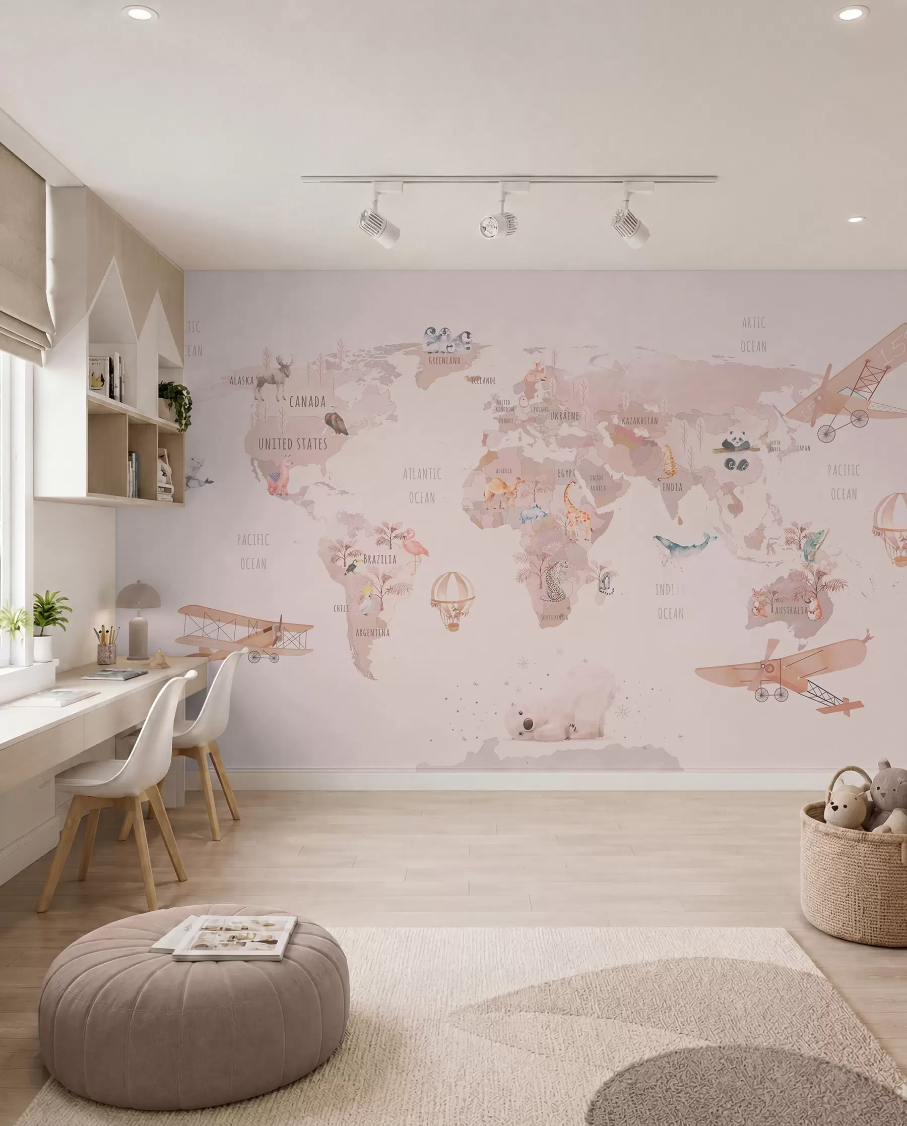 peintures murales Carte du monde en forme de conte de fées u74508