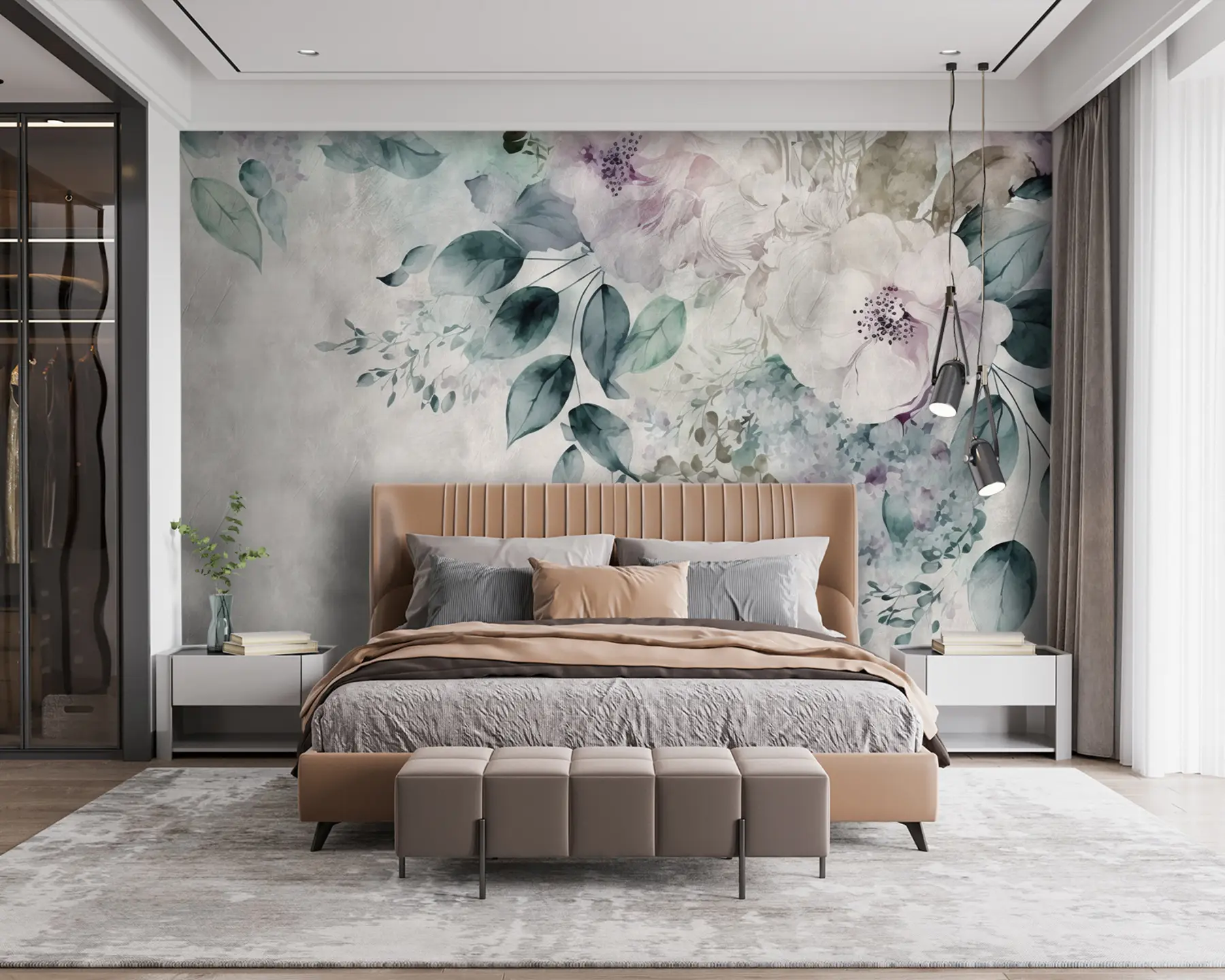 Wall Mural Photo Wallpaper Delicate watercolor flowers u93940