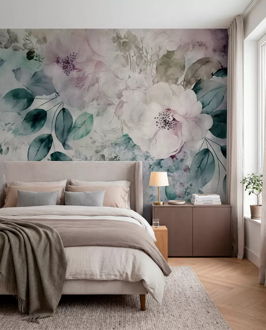 peintures murales Fleurs délicates à l'aquarelle u93940