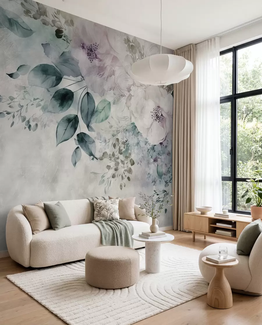 Wall Mural Photo Wallpaper Delicate watercolor flowers u93940