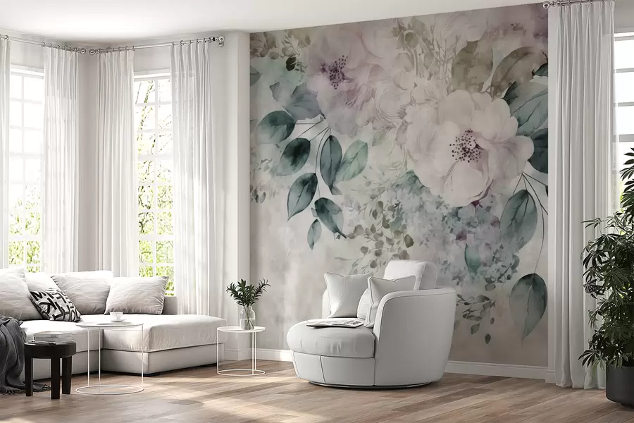 Wall Mural Photo Wallpaper Delicate watercolor flowers u93940