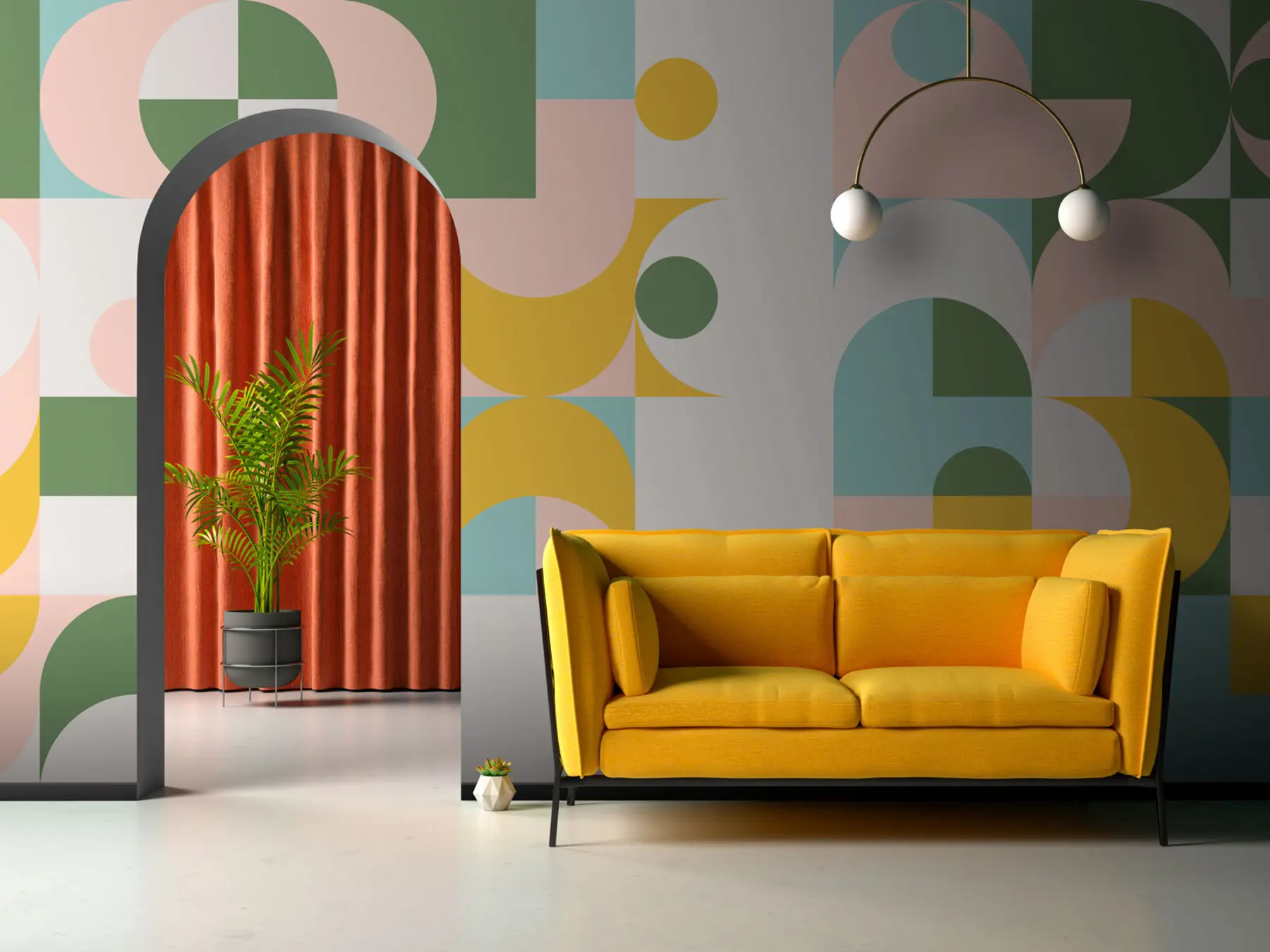 wall murals Wall mural in the style of retro, photo wallpaper geometry u74447