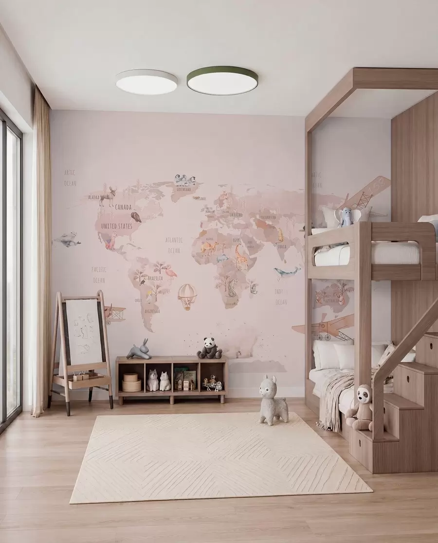 Wall Mural Photo Wallpaper World Map for Girls u93908