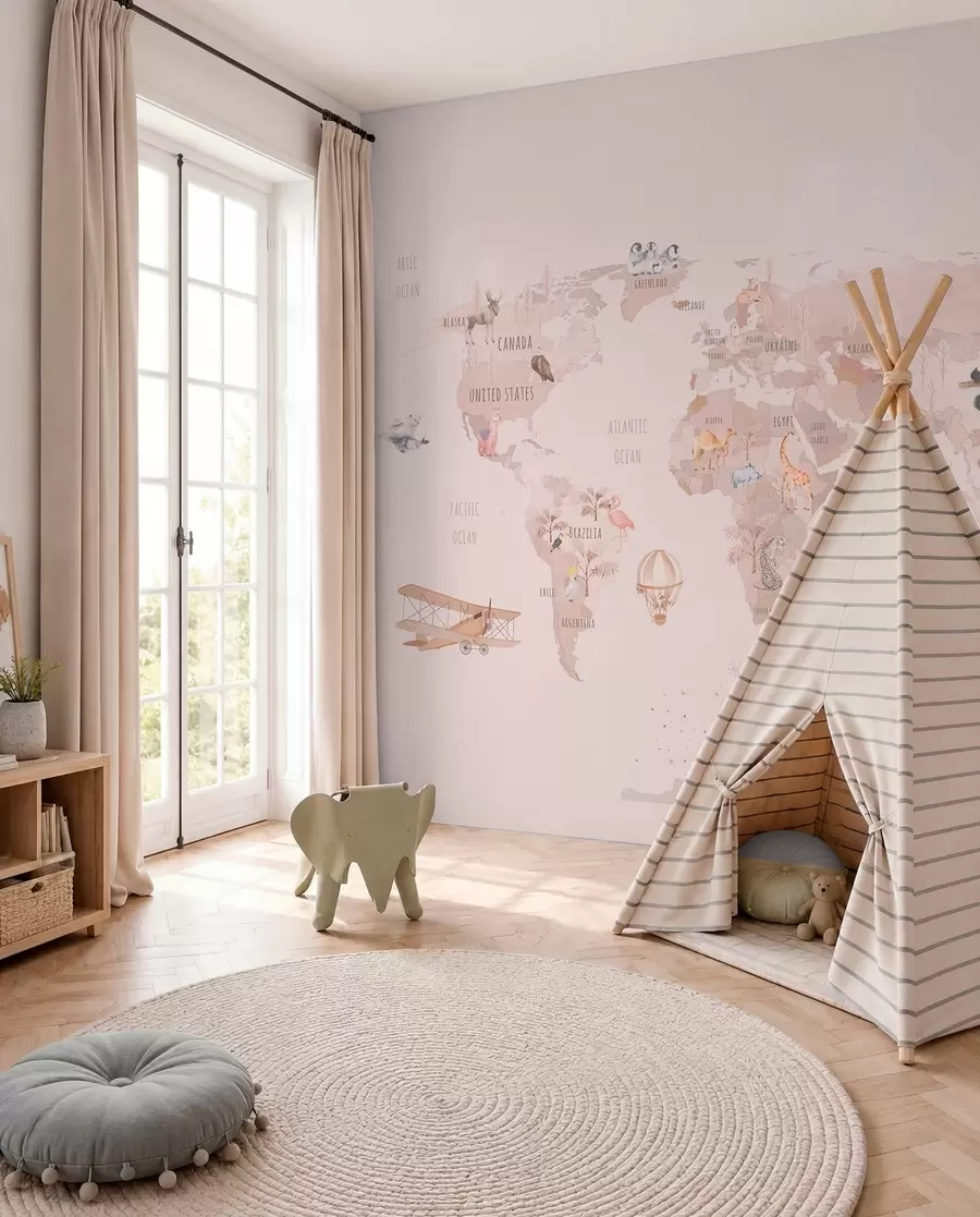 Wall Mural Photo Wallpaper Little Aviator’s Map u93908