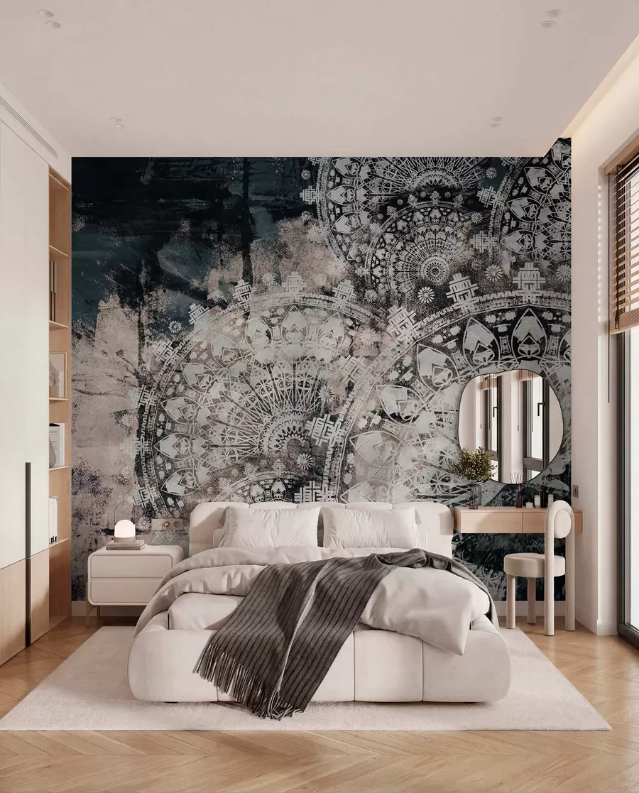 peintures murales Mandala patiné u93958