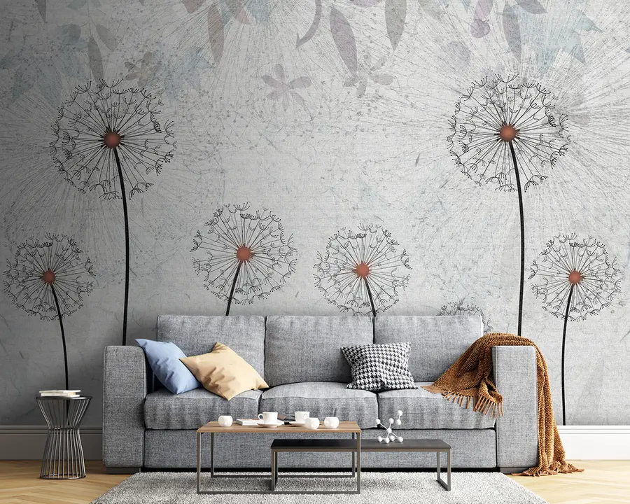 wall murals Dandelions on a light gray background u93968