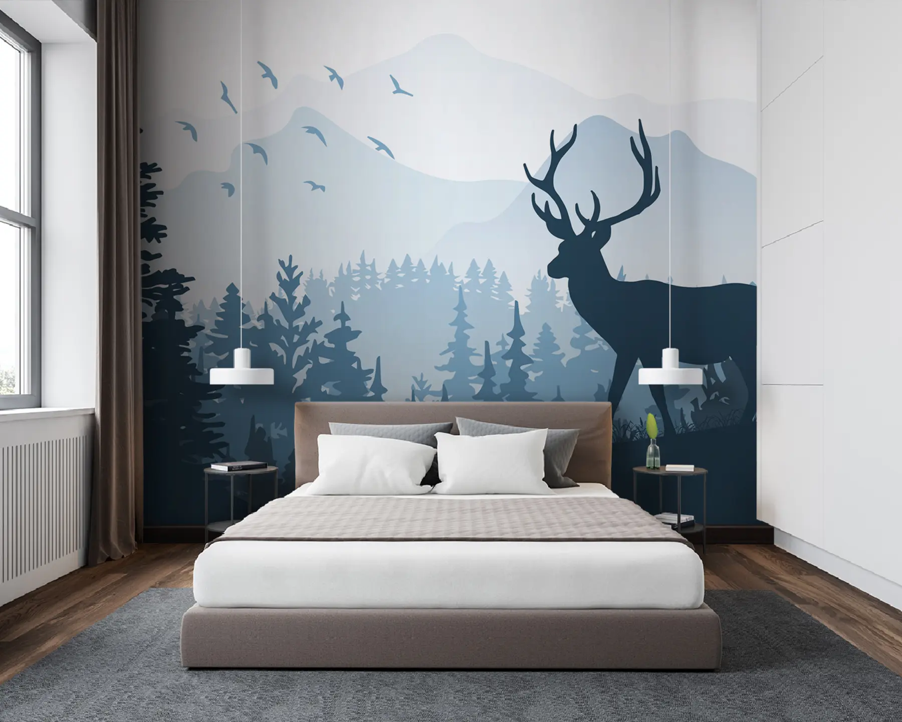 murales Silueta de un ciervo en el bosque u93972