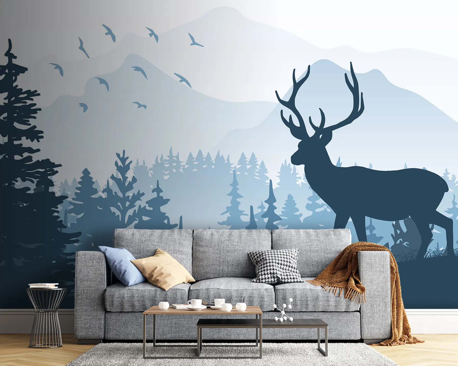Wall Mural Photo Wallpaper Silhouette of a deer in the forest u93972