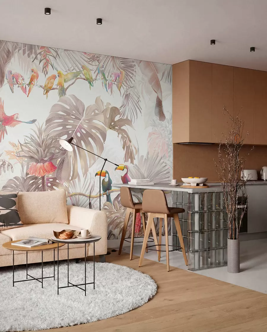 peintures murales Oiseaux brillants et perroquets sous les tropiques u74490
