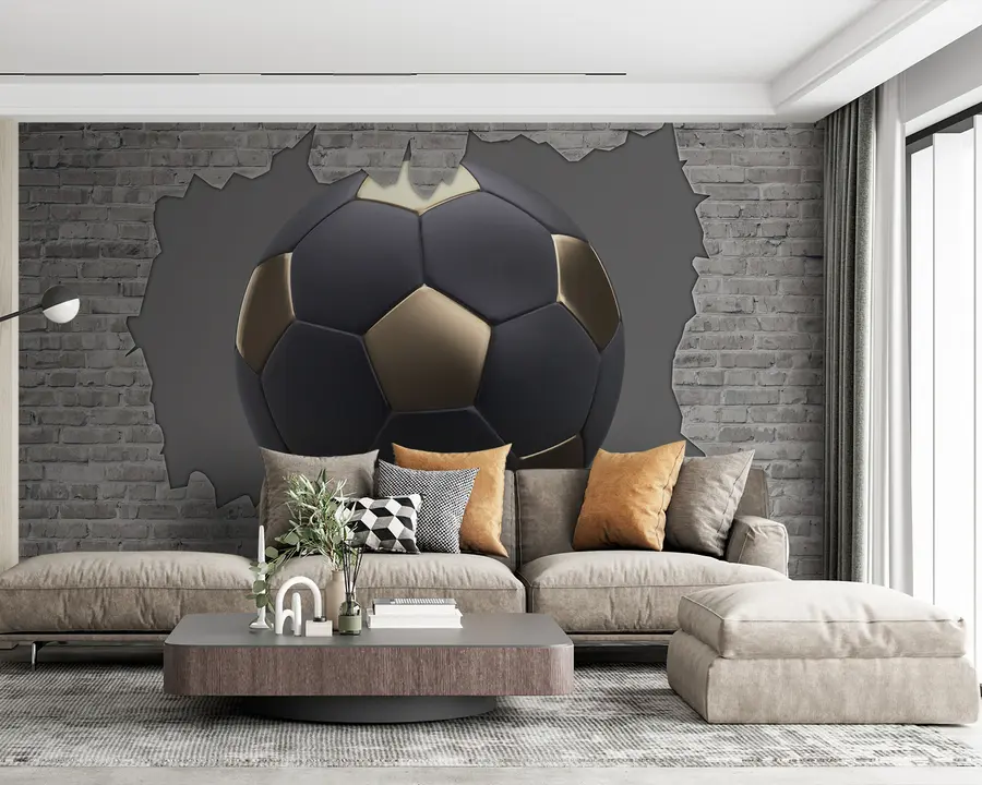 Wall Mural Photo Wallpaper Football ball against the background of a brick wall u94058