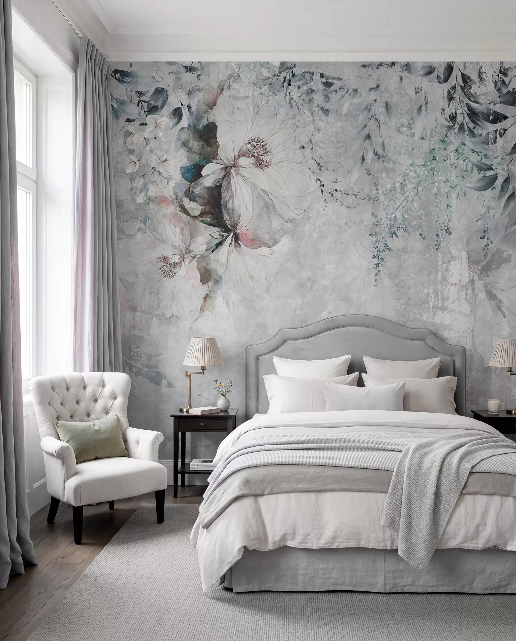 Wall Mural Photo Wallpaper Blossom on Weathered Grey u74746
