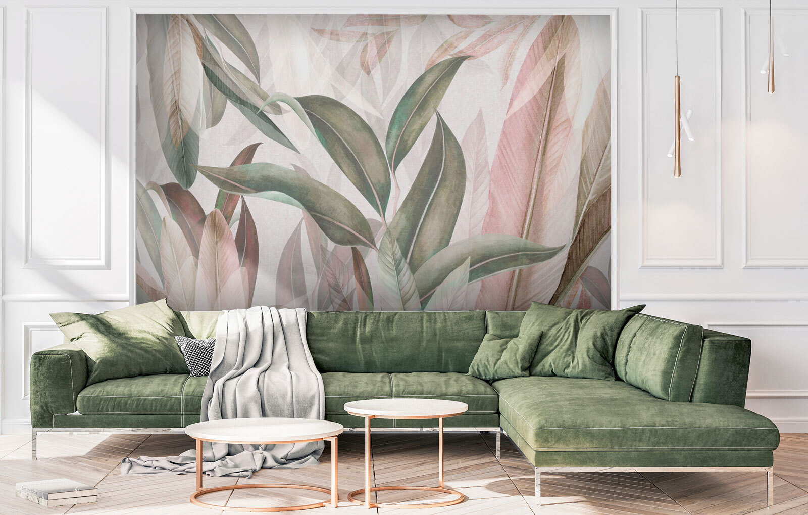 Wall Mural Photo Wallpaper Green and pink palm leaves Nr. u94302 Uwalls
