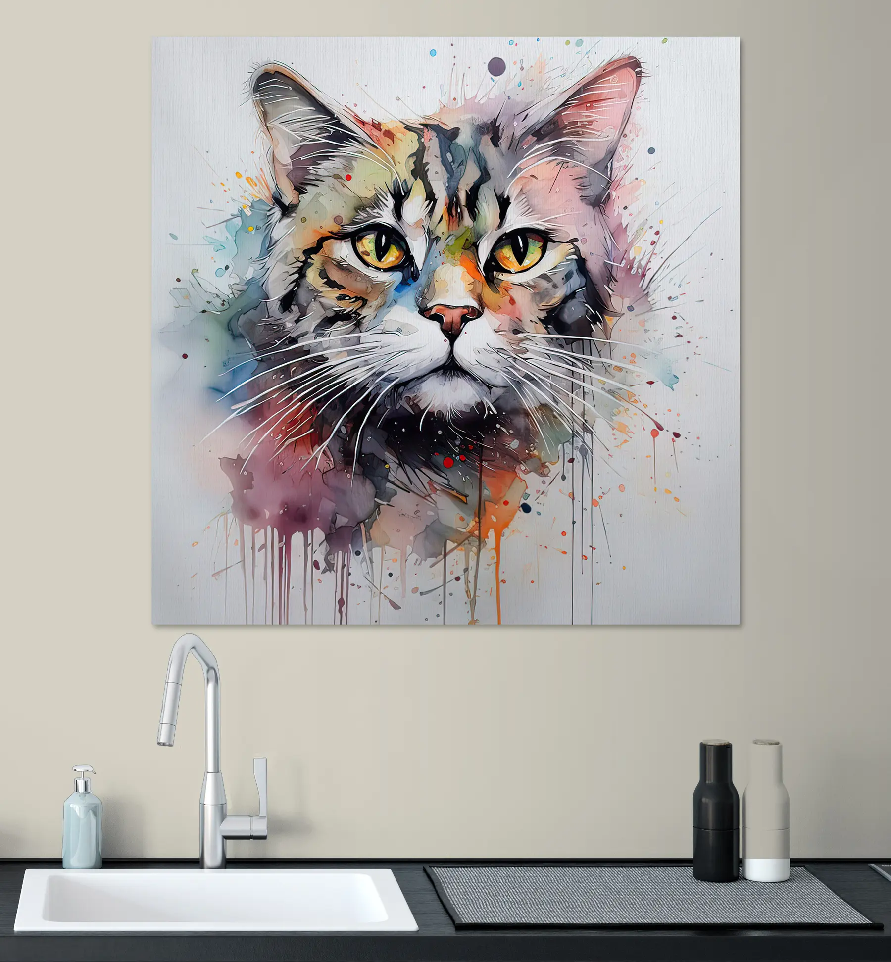 wall murals Cat, paint and carnivore s32316