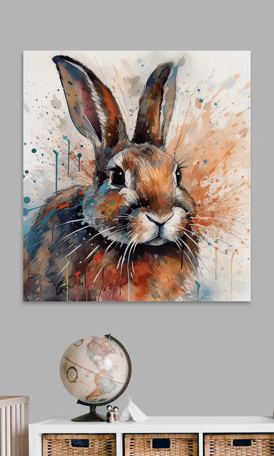 wall murals Rabbit, art paint and rabbits and hares s32329