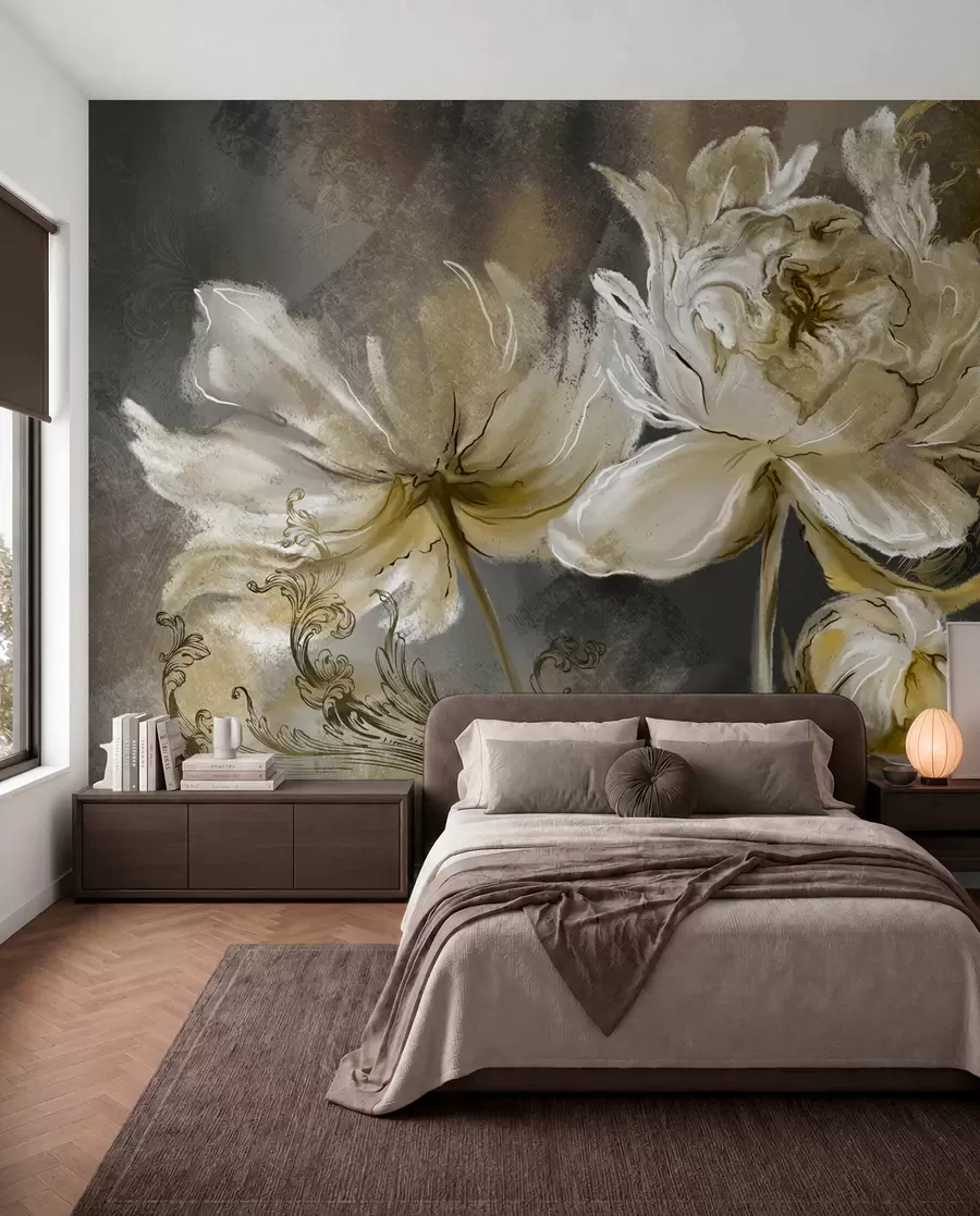 wall murals Vintage flowers on a texture background u78738