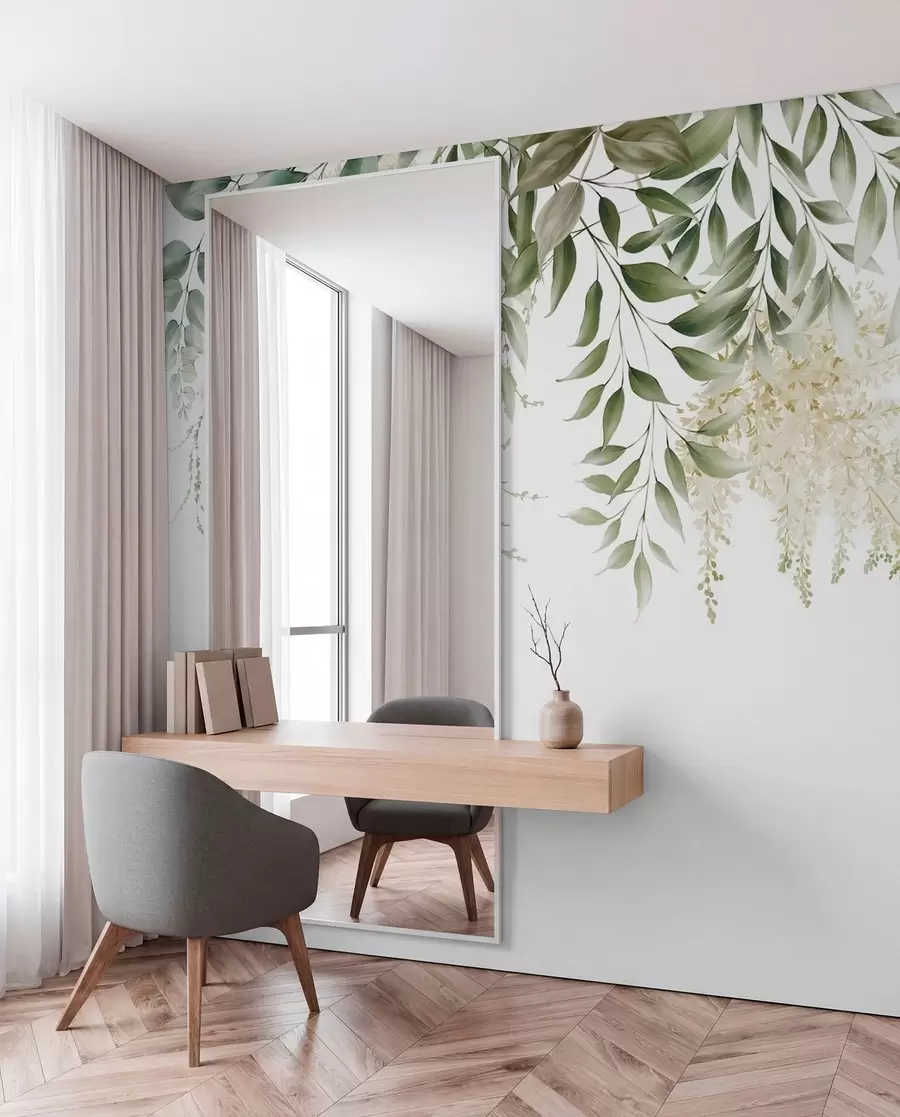 peintures murales Cadre floral avec verdure aquarelle u94197