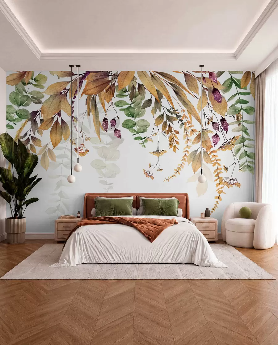 wall murals Floral frame with autumn leaves u94198