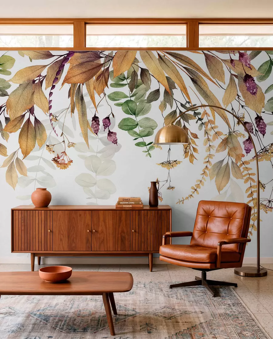 Wall Mural Photo Wallpaper Floral frame with autumn leaves u94198