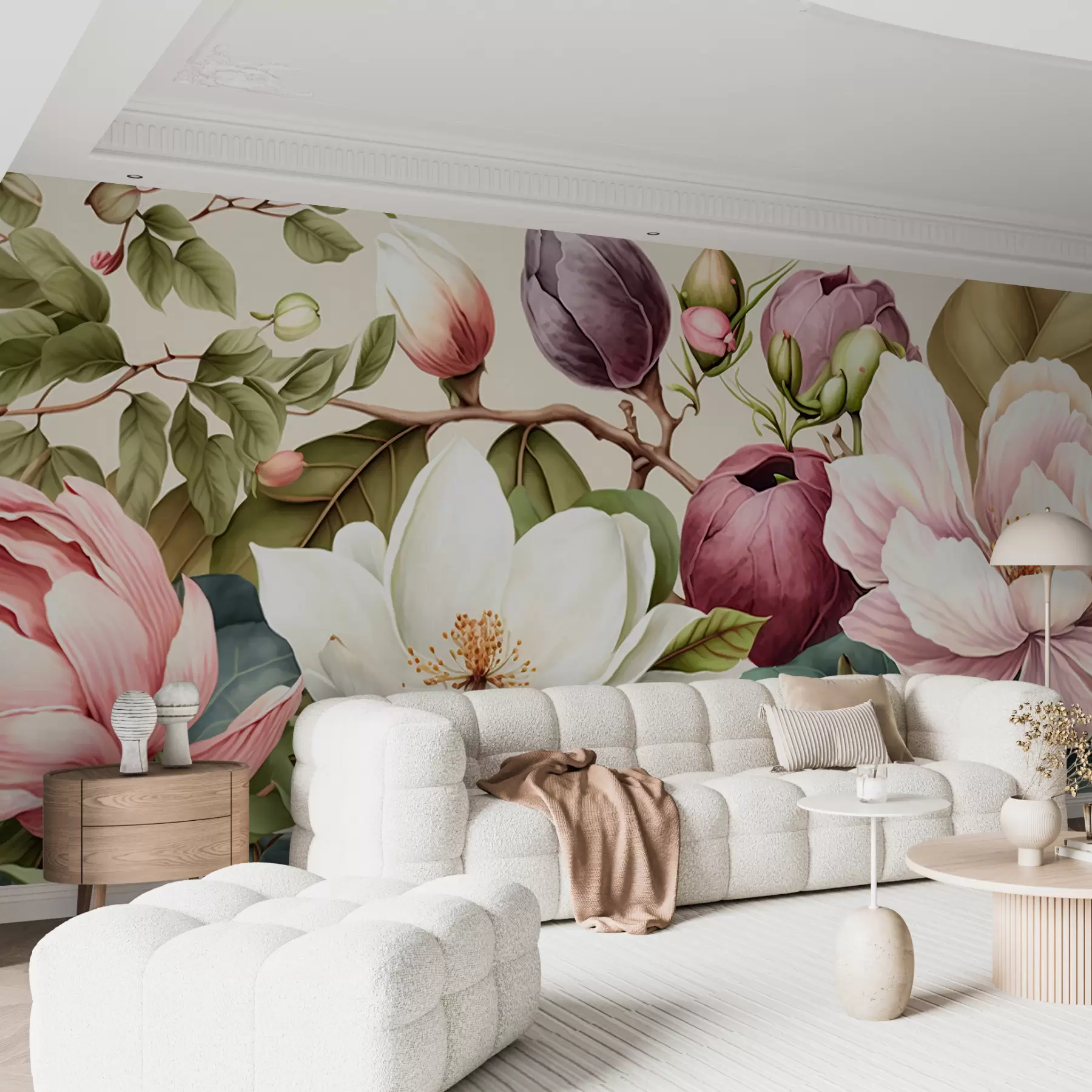 murales Acuarela flores pincel claro u70654