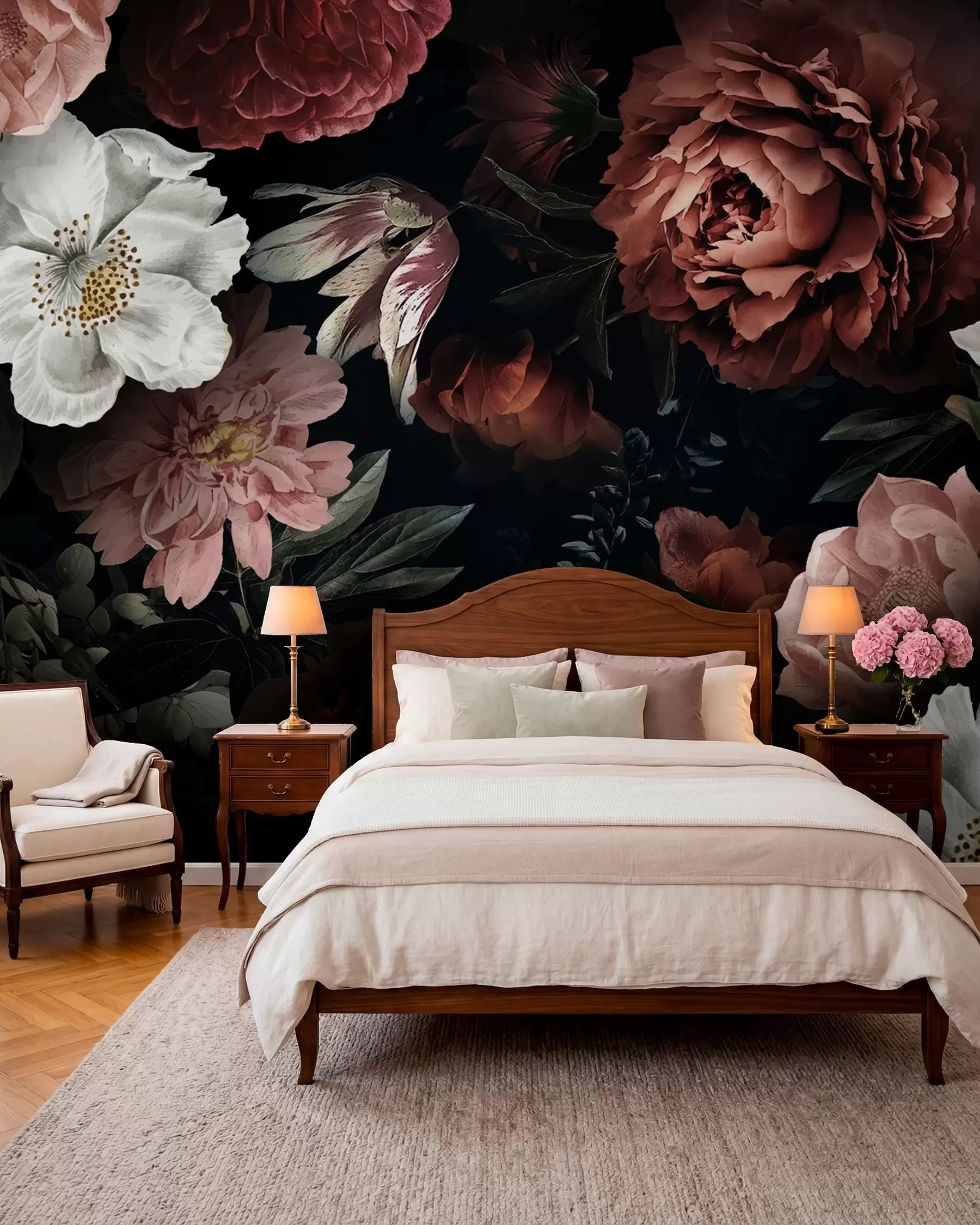 peintures murales Motif de rose avec effet aquarelle u94330