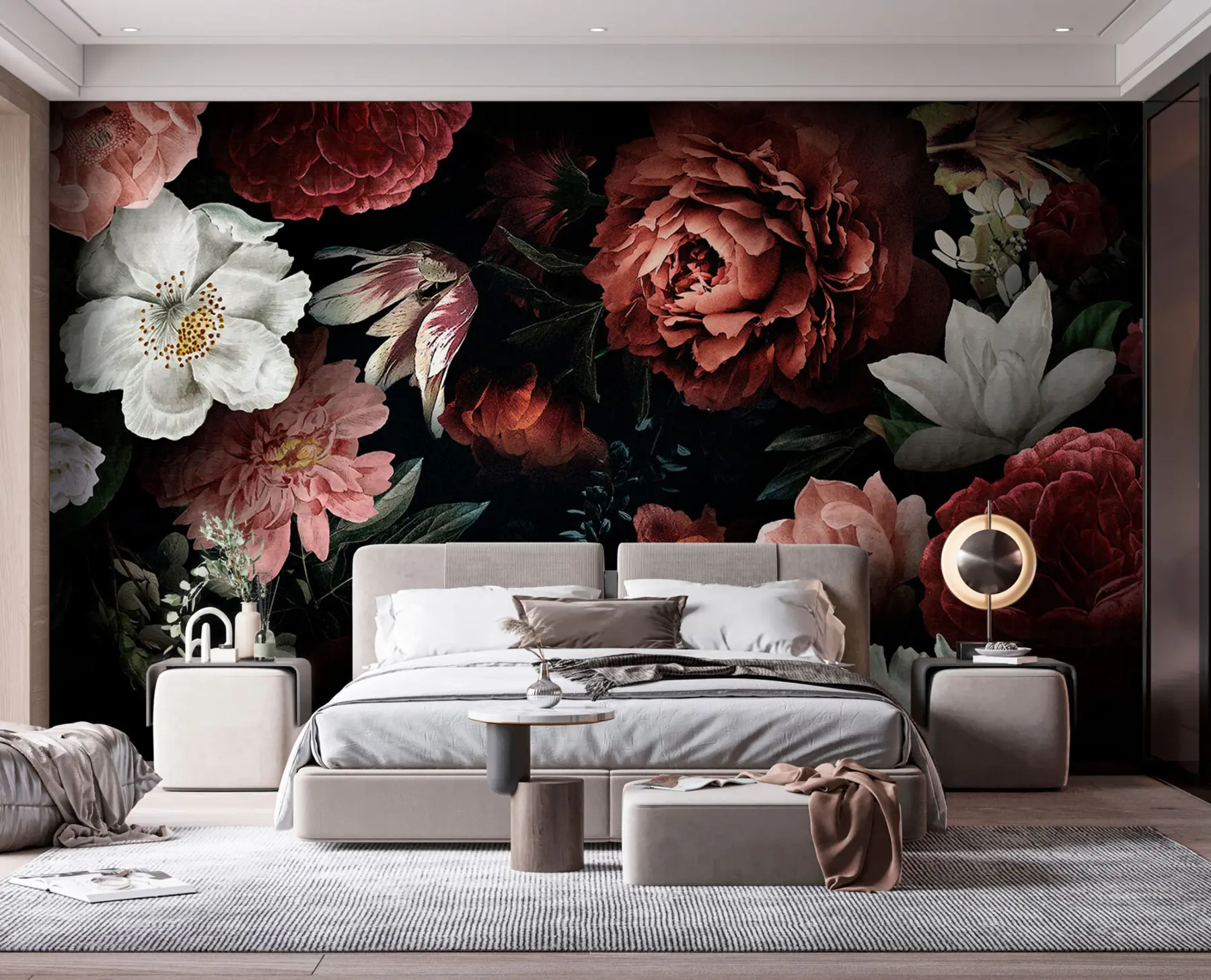 wall murals Rose design with watercolor effect u94330