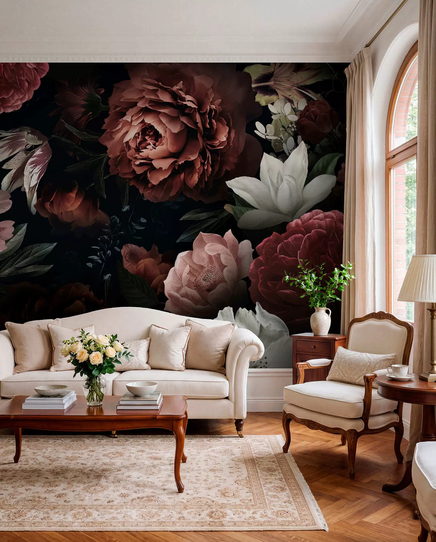 wall murals Rose design with watercolor effect u94330
