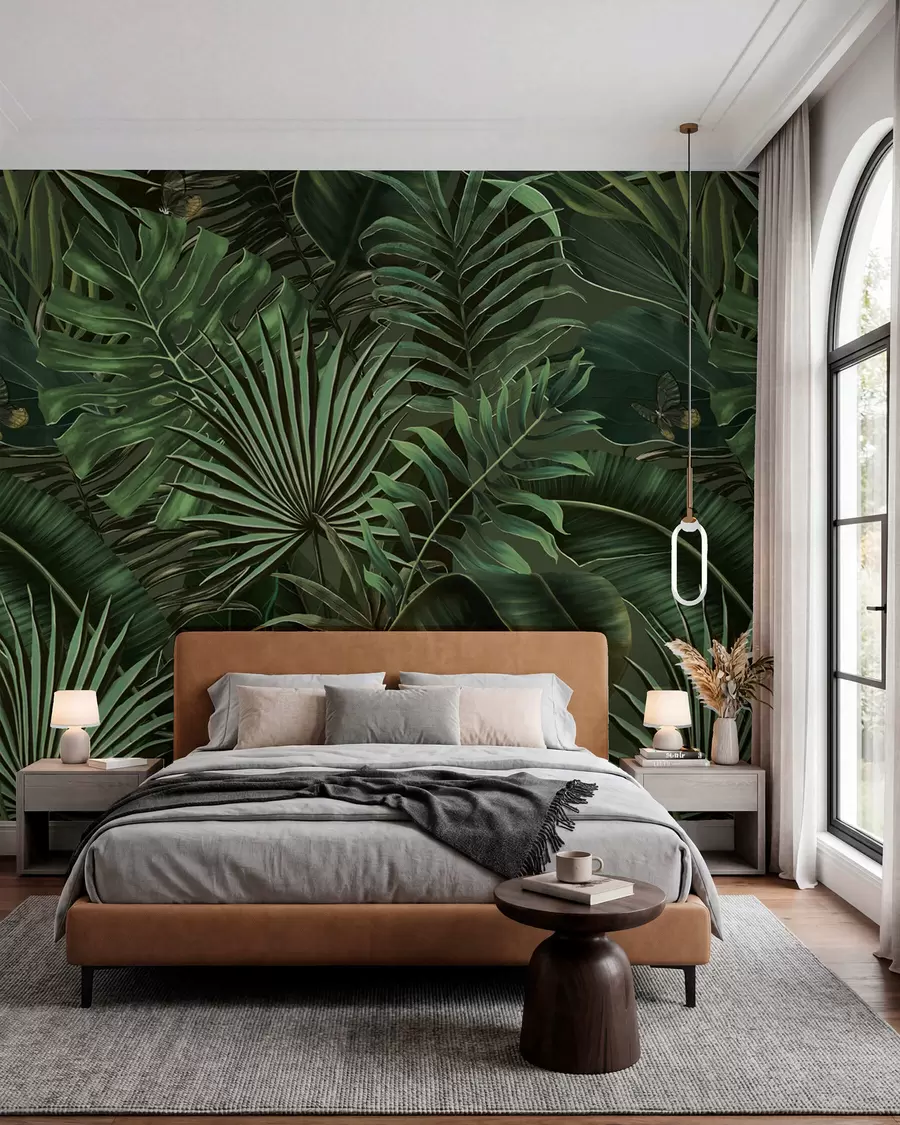 wall murals Tropical pattern with tropical green palm, banana leaves u94341