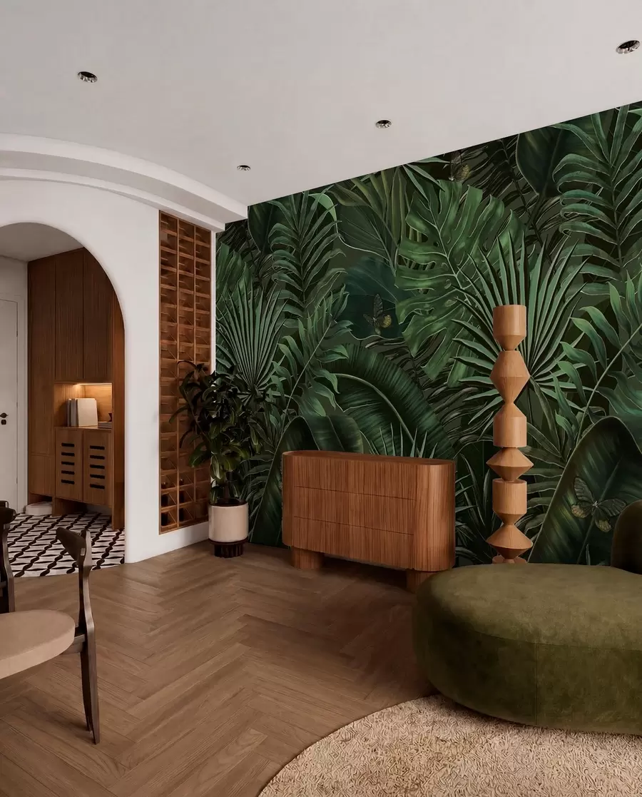 Wall Mural Photo Wallpaper Tropical pattern with tropical green palm, banana leaves u94341